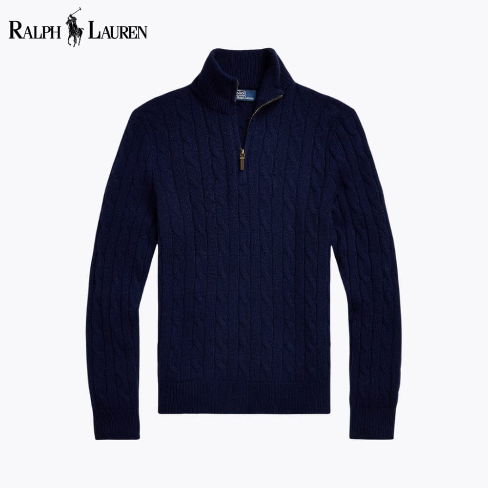 RL Cable-Knit Cashmere Quarter-Zip Jumper
